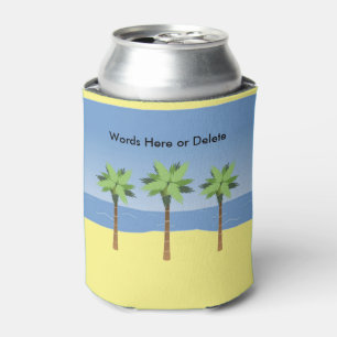 Tropical Beach Ocean Waves and Palm Trees Custom Can Cooler