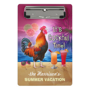 Tropical Beach or Cruise Vacation   Funny Rooster Mini Clipboard