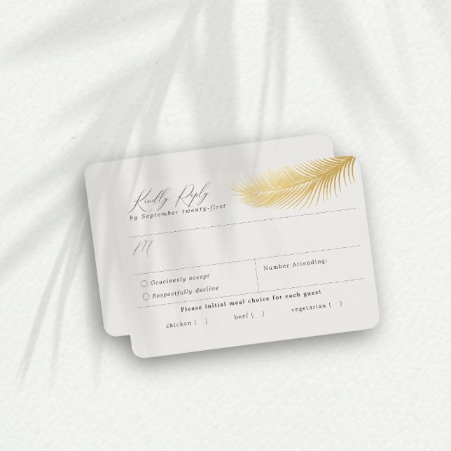 Tropical Beach Palm Cream Meal Choice RSVP Card (Creator Uploaded)