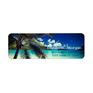 Tropical Beach Palm Label