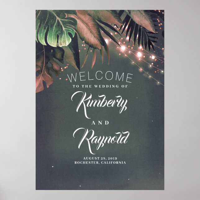 Tropical Beach Palm Leaf Welcome Sign (Front)