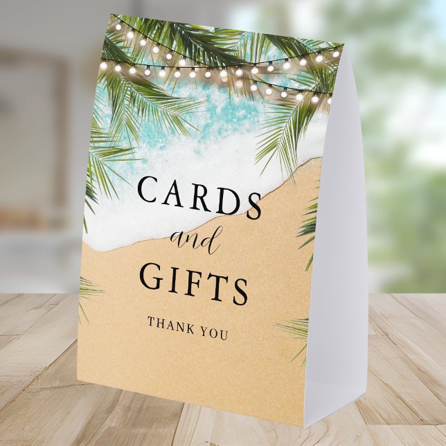 Tropical Beach Palm Lights Wedding Cards and Gifts (Creator Uploaded)