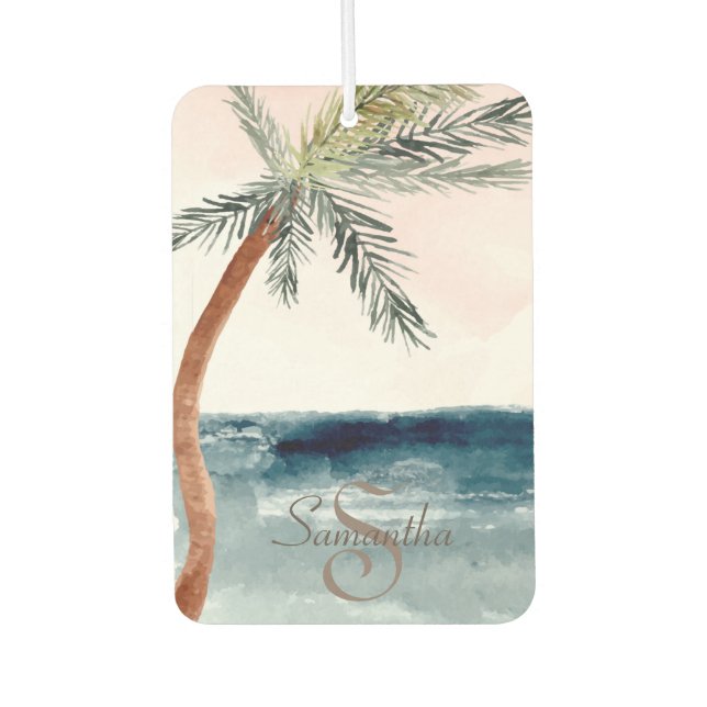 Tropical Beach Palm-Monogram Car Air Freshener (Front)