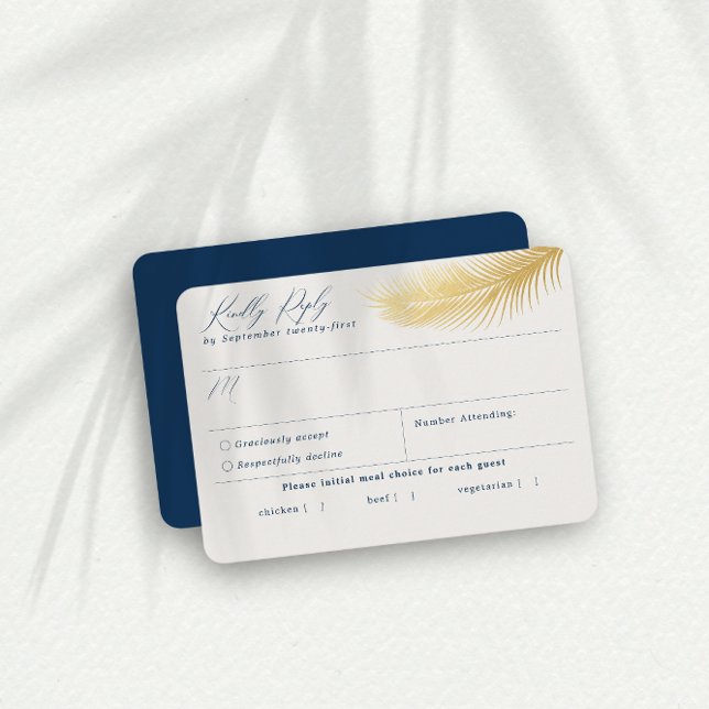 Tropical Beach Palm Navy Meal Choice RSVP Card (Creator Uploaded)