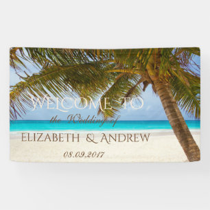 Tropical Beach,Palm,Ocean,sand  Wedding Banner