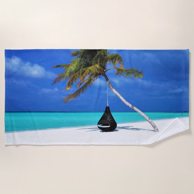 Tropical Beach Palm Relax Beach Towel (Front)