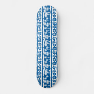 Tropical beach palm stripes skateboard