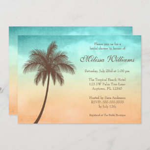 Tropical Beach Palm Tree Bridal Shower Invitation