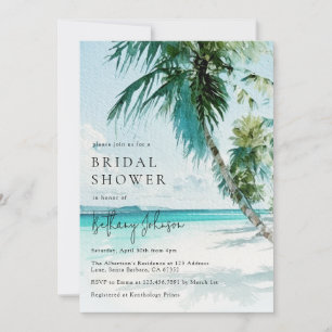 Tropical Beach Palm Tree Bridal Shower Invitation