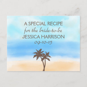 Tropical Beach Palm Tree Bridal Shower Recipe Card