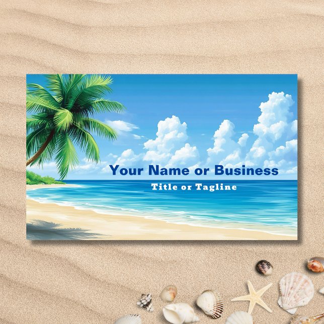 Tropical Beach Palm Tree Coastal Design Business Card (Front - Tropical Beach Palm Tree Coastal Design Business Card)