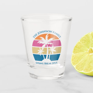 Tropical Beach Palm Tree Custom Spring Break Trip Shot Glass