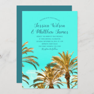 Tropical Beach Palm Tree Ocean Destination Wedding Invitation