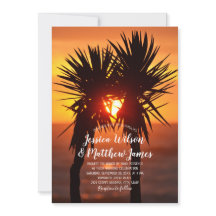 Tropical Beach Palm Tree Ocean Sunset Wedding