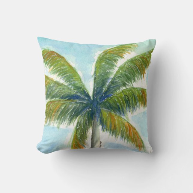 Tropical Beach palm tree on a sunny day Cushion (Front)