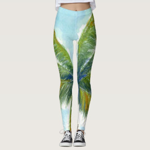 Tropical Beach palm tree on a sunny day Leggings