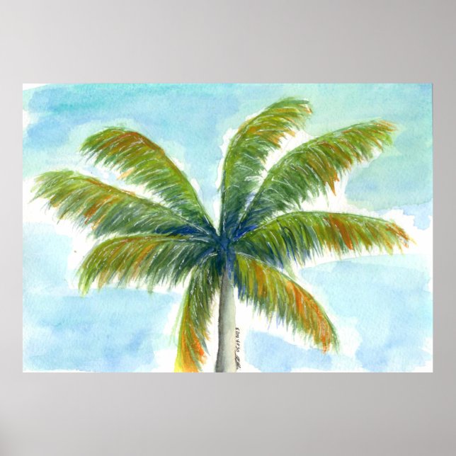 Tropical Beach palm tree on a sunny day Poster (Front)