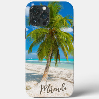 Tropical Beach Palm Tree Personalised iPhone 13 Pro Max Case