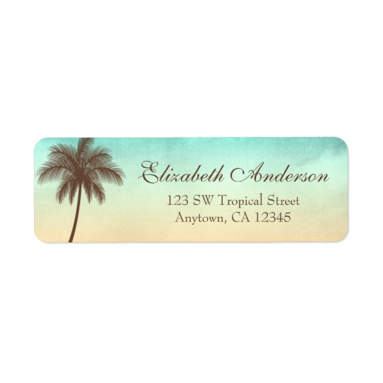 Tropical Beach Palm Tree Personalised Return Address Label
