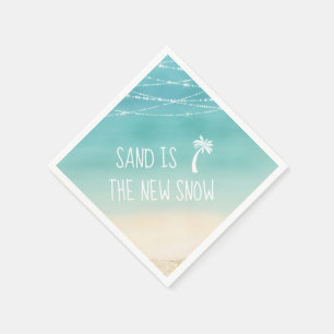 Tropical Beach Palm Tree Sand is the New Snow Napkin