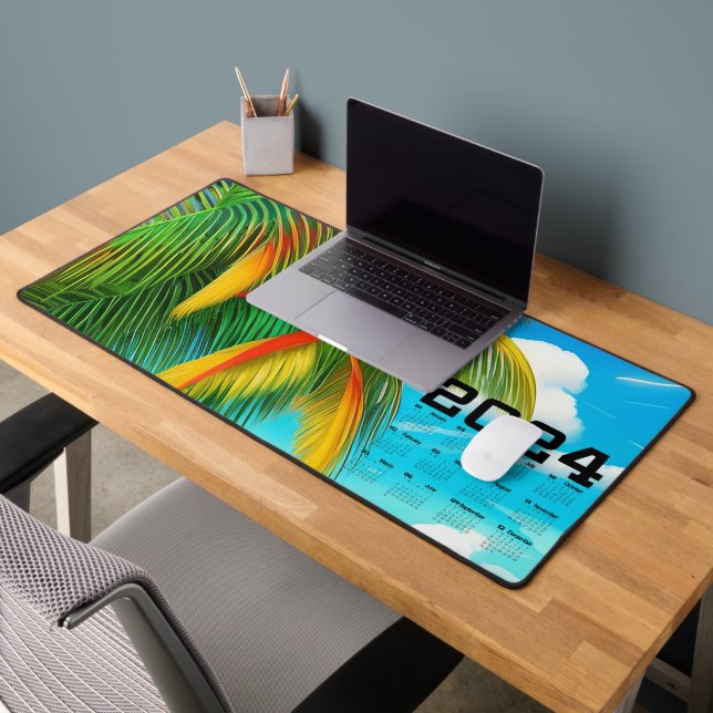 Tropical Beach Palm Tree Scene Desk Mat (Office 2)