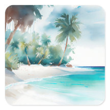 Tropical Beach Palm Tree Stickers