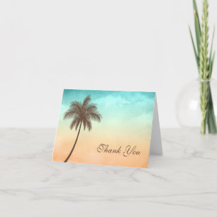 Tropical Beach Palm Tree Thank You Card