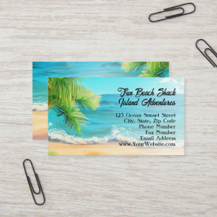 Tropical Beach Palm Tree Vacation Island Travel Business Card