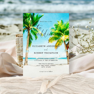 Tropical Beach Palm Tree Wedding Destination Invitation