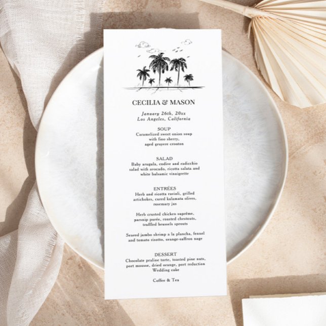 Tropical Beach Palm Tree Wedding Menu (Creator Uploaded)