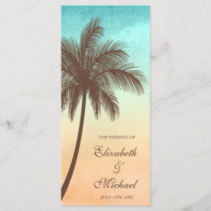 Tropical Beach Palm Tree Wedding Program Programme