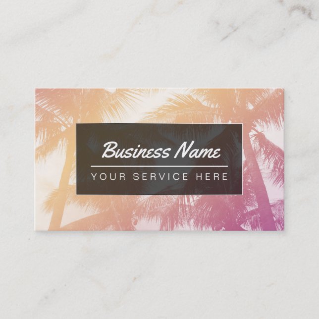 Tropical Beach Palm Trees Beauty Salon Business Card (Front)