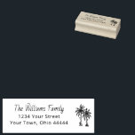 Tropical Beach Palm Trees Christmas Return Address Rubber Stamp<br><div class="desc">Tropical Christmas return address rubber stamp,  with a palm trees and string lights design. With customisable lettering,  you add your own information. Great for your beach themed holiday cards and invitations.</div>