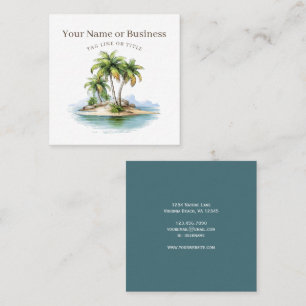 Tropical Beach Palm Trees Coastal Square Business Card