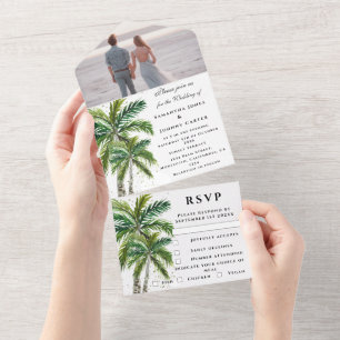 Tropical Beach Palm Trees Destination Seaside  All In One Invitation