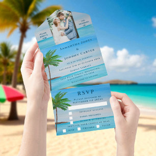 Tropical Beach Palm Trees Destination Seaside  All In One Invitation