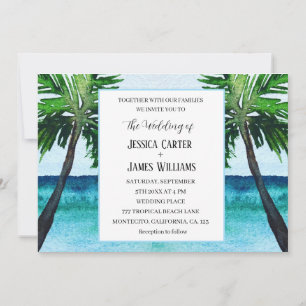 Tropical Beach Palm Trees Destination Wedding Invitation