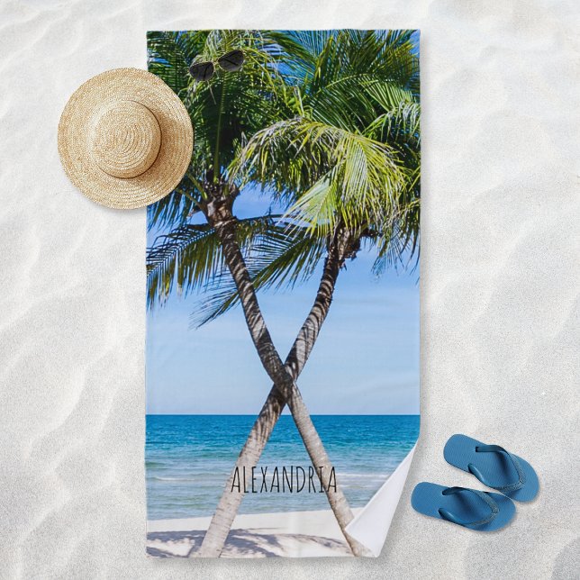 Tropical Beach Palm Trees DIY Personalised Photo Beach Towel (Tropical Beach Palm Trees DIY Personalized Photo Beach Towel)