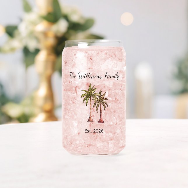 Tropical Beach Palm Trees Drawing Summer   Can Glass (Insitu (Wedding))