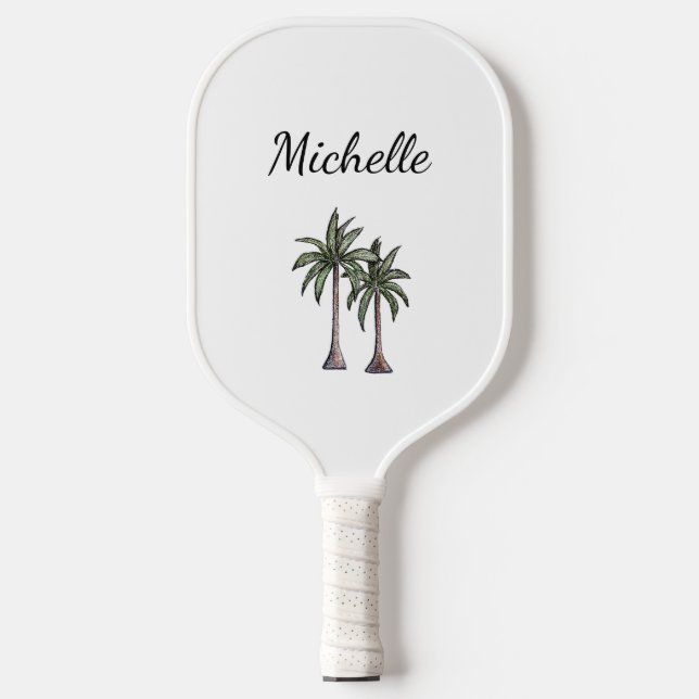 Tropical Beach Palm Trees Elegant Personalised  Pickleball Paddle (Front)
