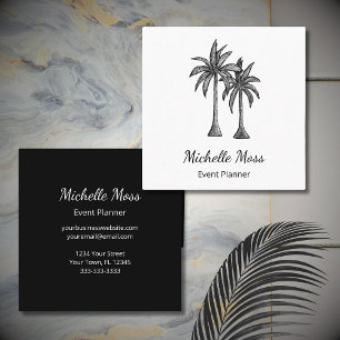 Tropical Beach Palm Trees Modern Professional Square Business Card