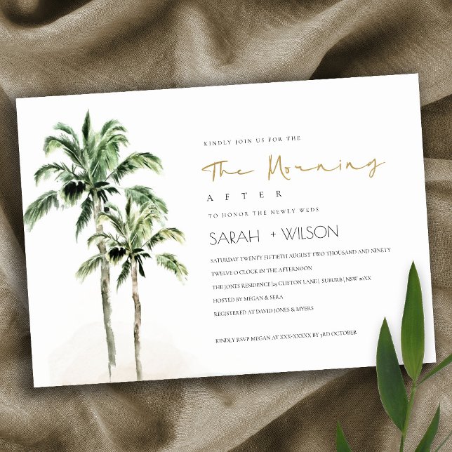 Tropical Beach Palm Trees Morning After Invite (Creator Uploaded)