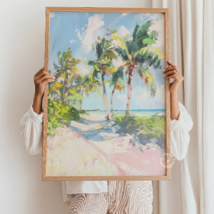 Tropical beach Palm trees Poster Print