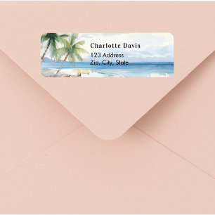 Tropical beach palm trees return address