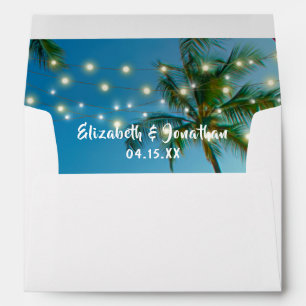 Tropical Beach Palm Trees Romantic String Lights Envelope