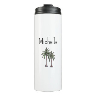 Tropical Beach Palm Trees Simple Typography  Thermal Tumbler