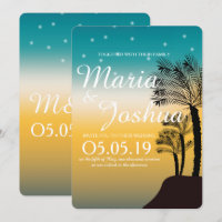 Tropical Beach Palm Trees Starry Lights Wedding