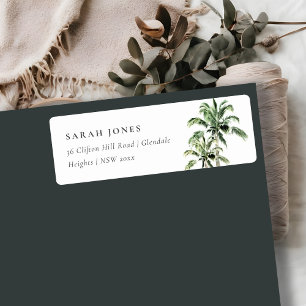 Tropical Beach Palm Trees Watercolor Address
