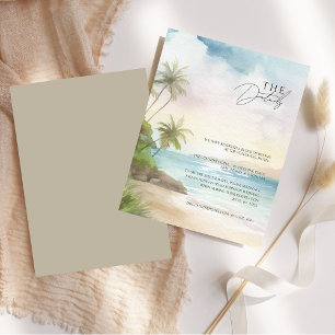 Tropical Beach Palm Trees Wedding Details Enclosure Card