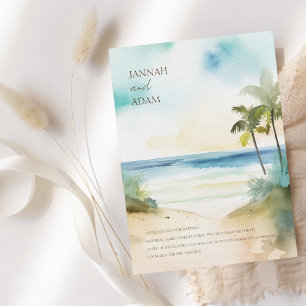 Tropical Beach Palm Trees Wedding Invitation